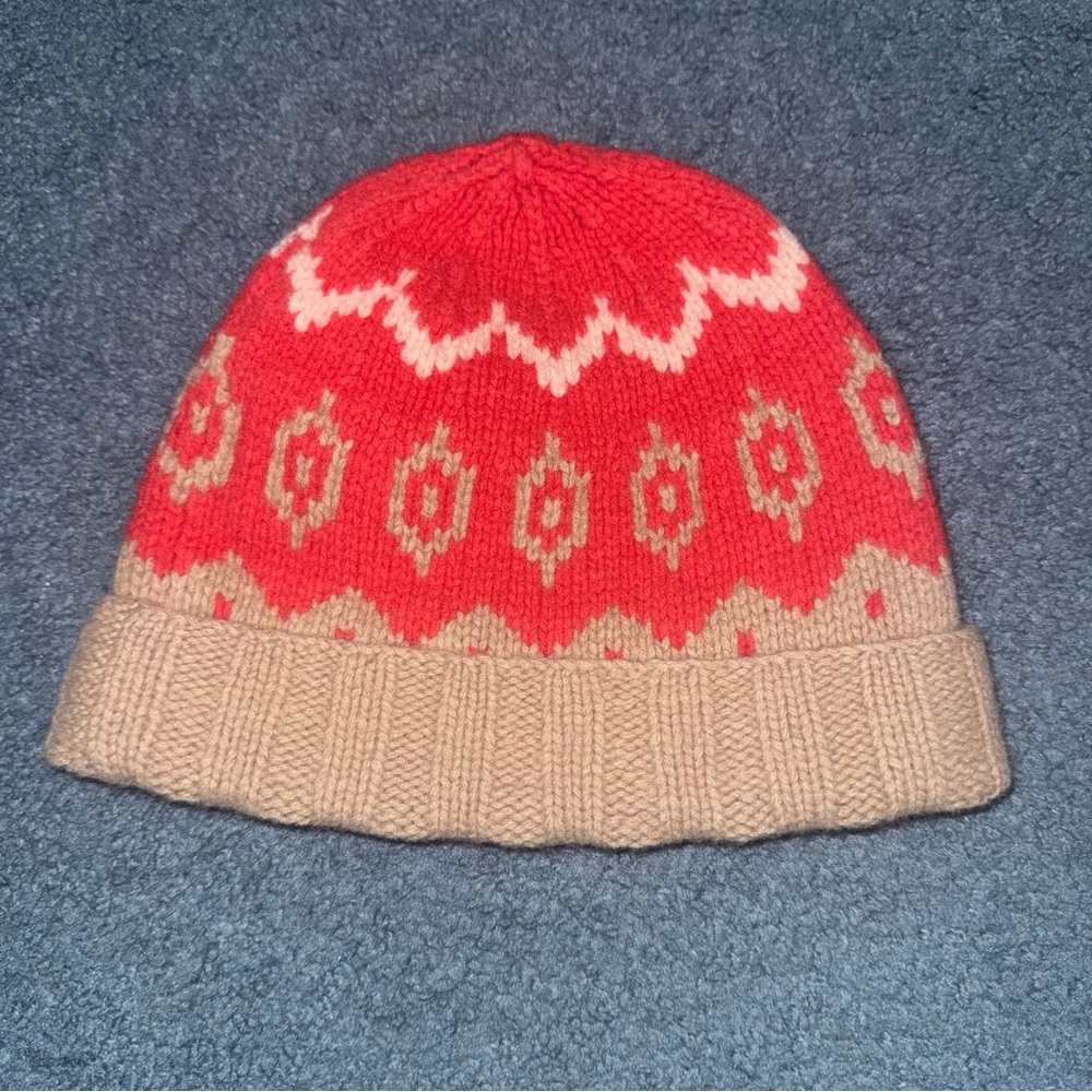 🟣4/$20 J. Crew Wool Beenie Hat Red Beige